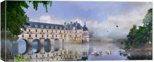 The beautiful Chateau de Chenonceau spanning the river Cher  Canvas Print by Paul E Williams