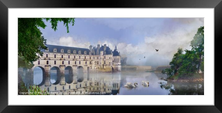 The beautiful Chateau de Chenonceau spanning the river Cher  Framed Mounted Print by Paul E Williams