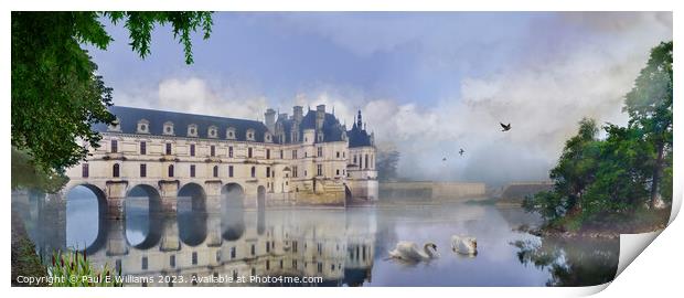 The beautiful Chateau de Chenonceau spanning the river Cher  Print by Paul E Williams