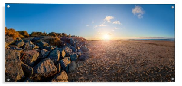 North Norfolk beach sunset and rocks Acrylic by Simon Bratt LRPS