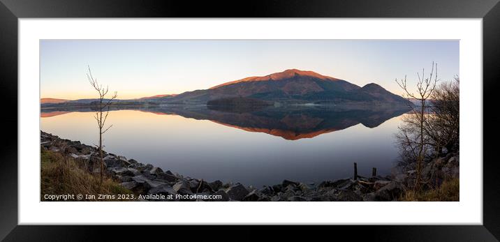 Skiddaw and Bassenthwaite Lake at sunset Framed Mounted Print by Ian Zirins