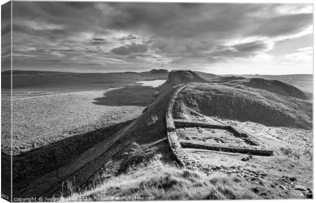 Milecastle 39 (Castle Nick) on Hadrian's Wall Canvas Print by Justin Foulkes