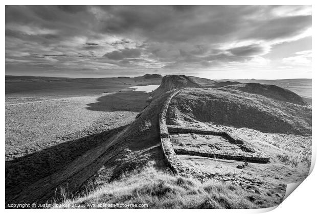 Milecastle 39 (Castle Nick) on Hadrian's Wall Print by Justin Foulkes