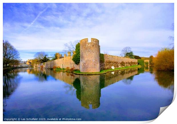 Enchanting Beauty of the Bishops Palace Moat Print by Les Schofield