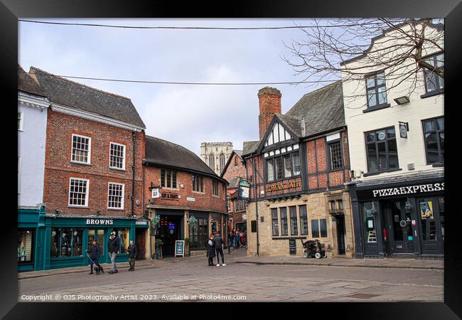 The Fusion of Shops and Restaurants Framed Print by GJS Photography Artist