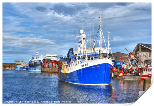 MacDuff Town Harbour Reflection Aberdeenshire Scotland  Ocean Rose INS115 Print by OBT imaging