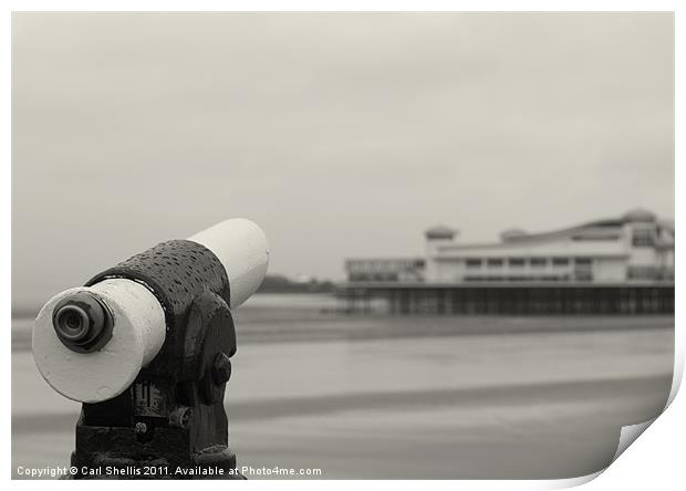 Seaside telescope Print by Carl Shellis