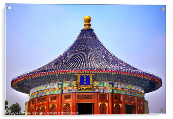 Imperial Vault Temple of Heaven Beijing China Acrylic by William Perry