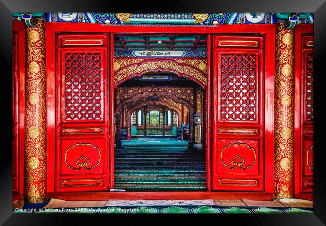 Interior Cow Street Niu Jie Mosque Beijing China Framed Print by William Perry