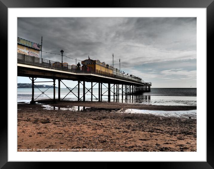 Moody March Pier Framed Mounted Print by Stephen Hamer