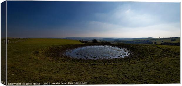 Dew Pond on Ditchling Beacon Canvas Print by John Gilham