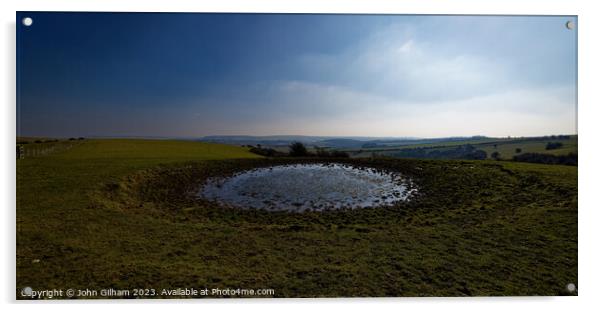 Dew Pond on Ditchling Beacon Acrylic by John Gilham