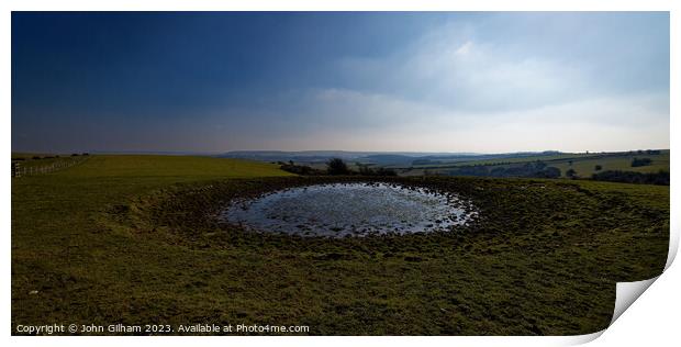 Dew Pond on Ditchling Beacon Print by John Gilham