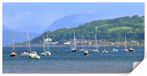 Yachts moored off Fairlie, North Ayrshire Print by Allan Durward Photography