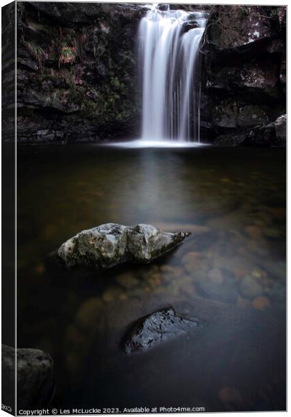 Majestic Waterfall in Campsie Fells Canvas Print by Les McLuckie