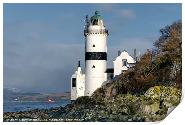 Majestic Cloch Lighthouse on River Clyde Print by RJW Images