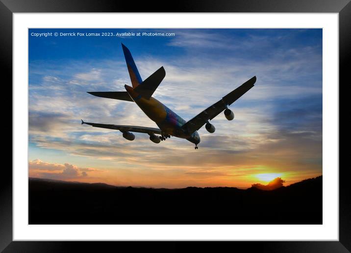 Emirates Airbus A380 Framed Mounted Print by Derrick Fox Lomax