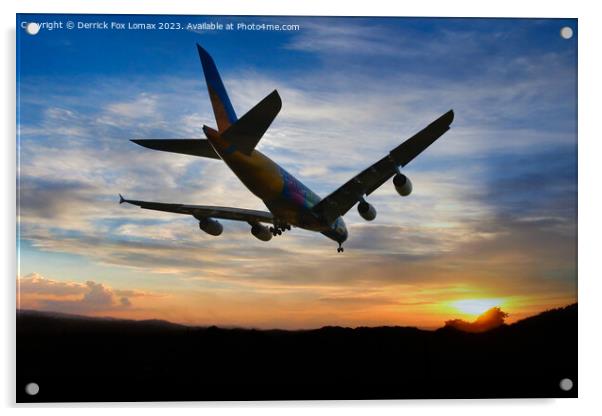 Emirates Airbus A380 Acrylic by Derrick Fox Lomax