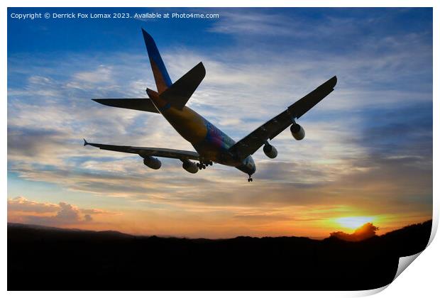 Emirates Airbus A380 Print by Derrick Fox Lomax