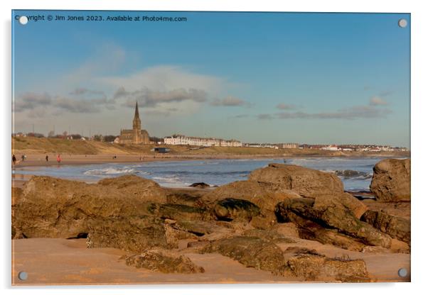 Sunny February morning on Tynemouth Longsands. Acrylic by Jim Jones