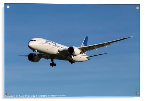 United Airlines Boeing 787-8   Acrylic by David Pyatt