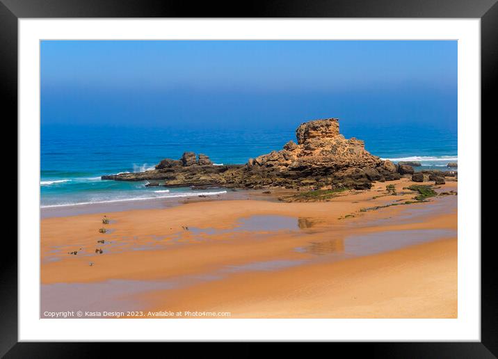 Rocks on Praia de Castelejo, Algarve, Portugal Framed Mounted Print by Kasia Design