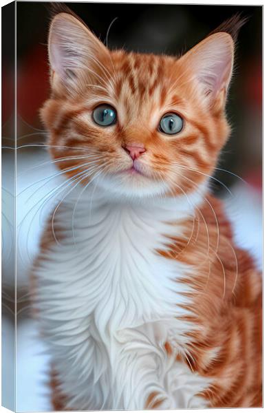 Striped Ginger Kitten Canvas Print by Roger Mechan