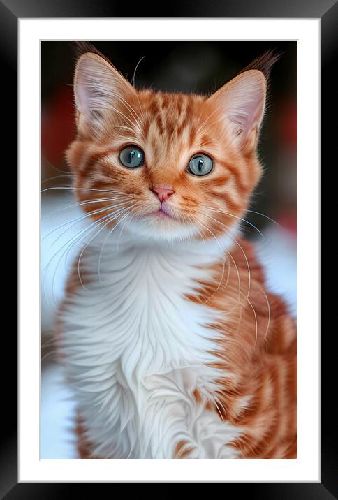 Striped Ginger Kitten Framed Mounted Print by Roger Mechan