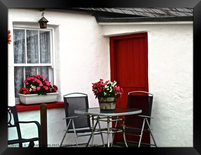 Red Cottage Door Framed Print by Stephanie Moore