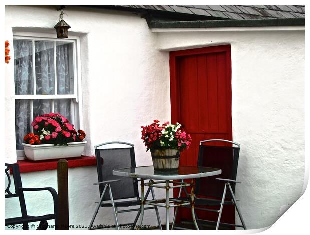 Red Cottage Door Print by Stephanie Moore