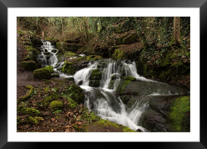 Badger Dingle Waterfall  Framed Mounted Print by Steve Taylor