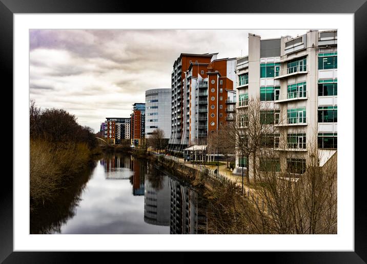 Leeds Waterfront River Aire Framed Mounted Print by Glen Allen