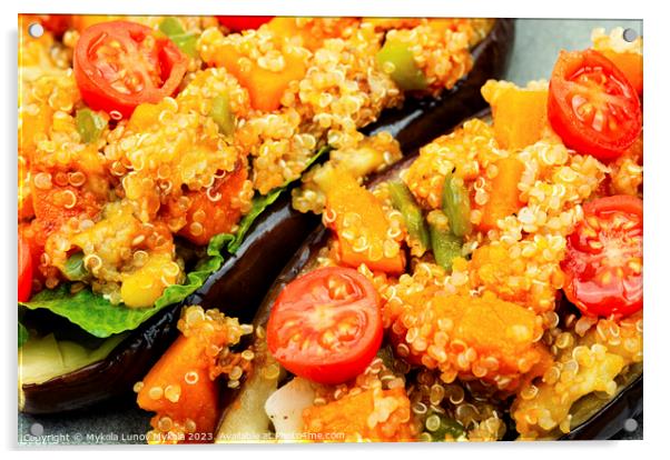 Stuffed aubergine with fried vegetables Acrylic by Mykola Lunov Mykola