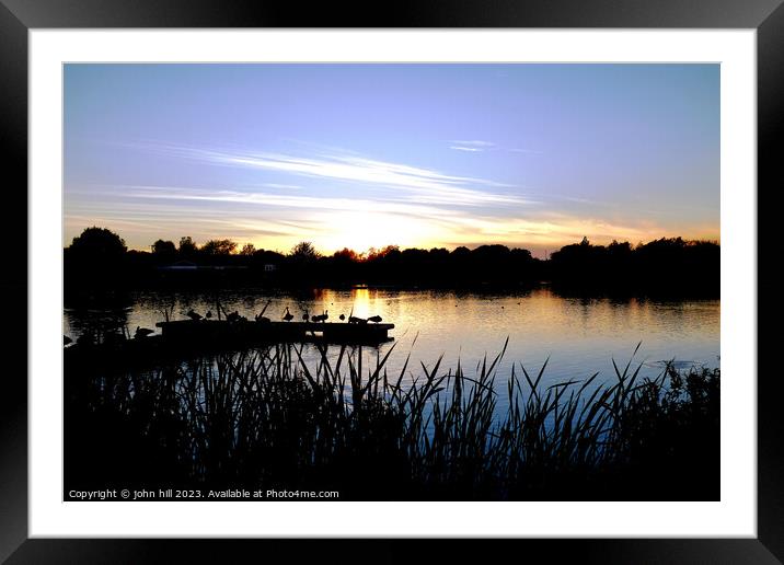 Sunset over King's mill reservoir Nottinghanshire Framed Mounted Print by john hill