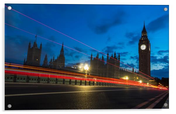 Westminster Bridge traffic trails Acrylic by Jason Wells