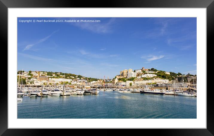 Torquay Harbour Devon Panoramic Framed Mounted Print by Pearl Bucknall