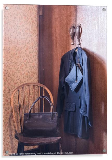 Vintage 1950s' Clothes Hung Up On A Hanger On A Wardrobe Acrylic by Peter Greenway