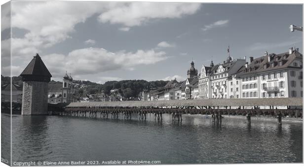 Chapel Bridge Lucerne Canvas Print by Elaine Anne Baxter