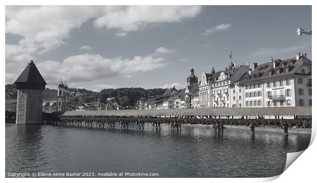 Chapel Bridge Lucerne Print by Elaine Anne Baxter