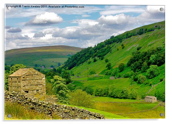 Stone Barns - Yorkshire Dales Acrylic by Trevor Kersley RIP
