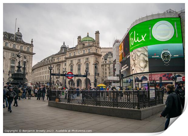 Piccadilly Circus Underground Station  Print by Benjamin Brewty