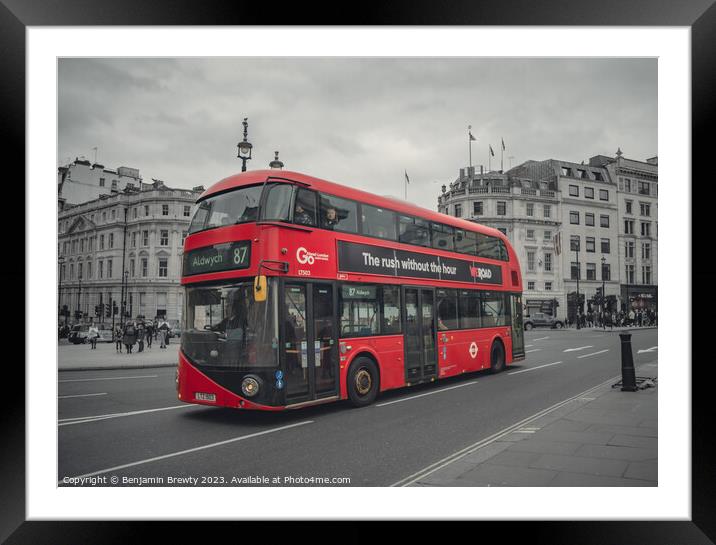 London Bus Framed Mounted Print by Benjamin Brewty