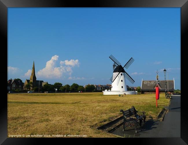 Majestic Lytham Windmill Framed Print by Les Schofield