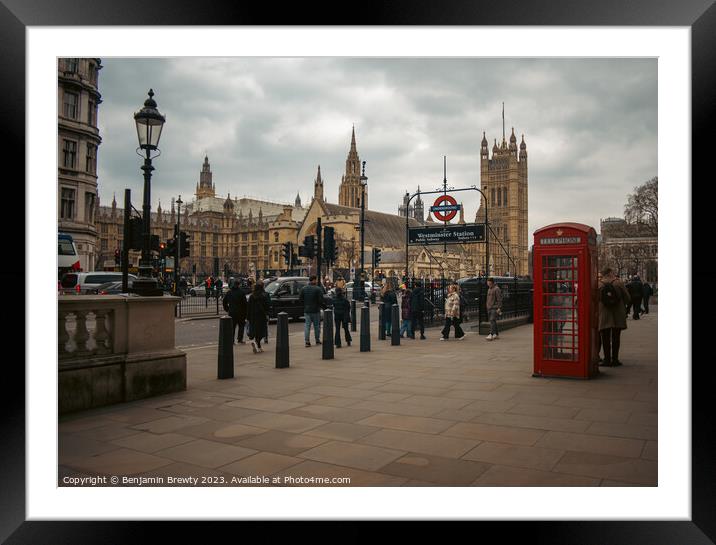 London Parliament Street Shot Framed Mounted Print by Benjamin Brewty