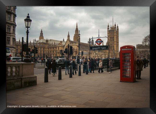 London Parliament Street Shot Framed Print by Benjamin Brewty