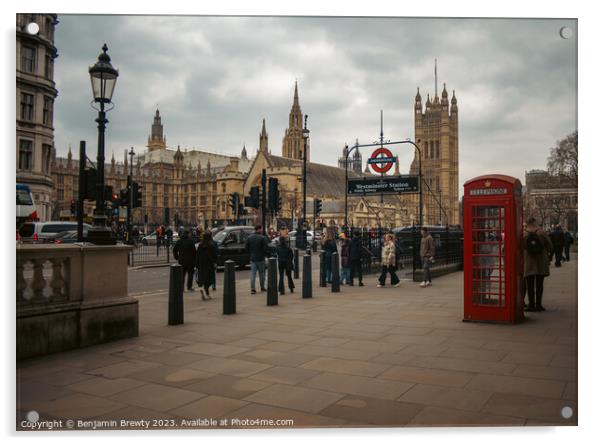 London Parliament Street Shot Acrylic by Benjamin Brewty