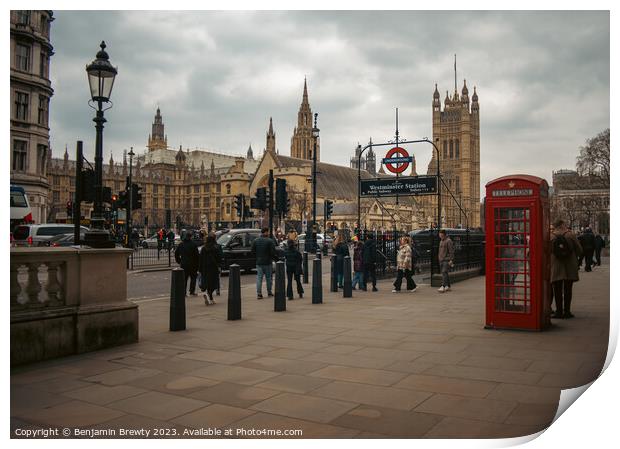 London Parliament Street Shot Print by Benjamin Brewty