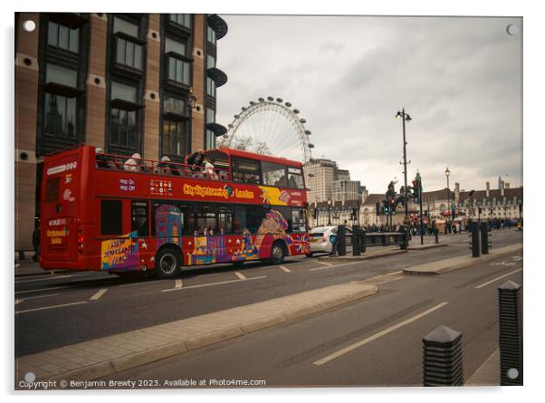 London Sightseeing Bus Acrylic by Benjamin Brewty