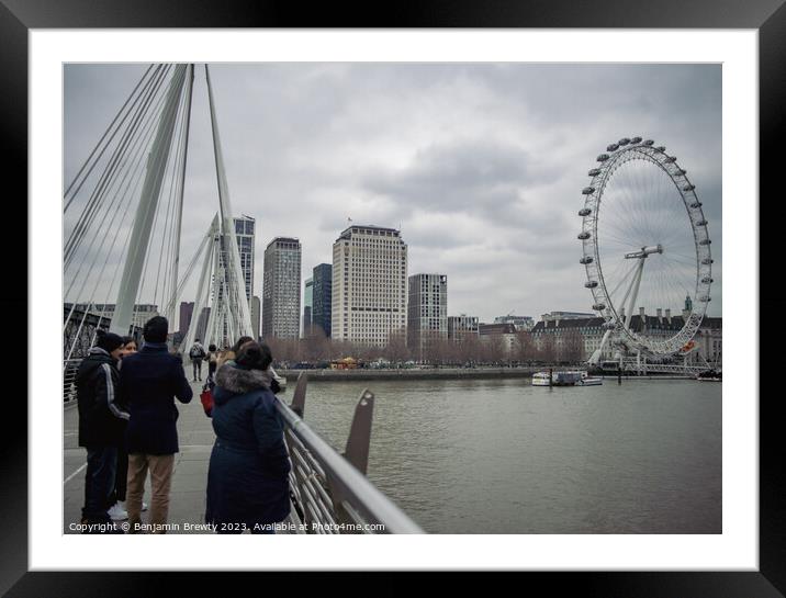 Hungerford Bridge and Golden Jubilee Bridges Views Framed Mounted Print by Benjamin Brewty