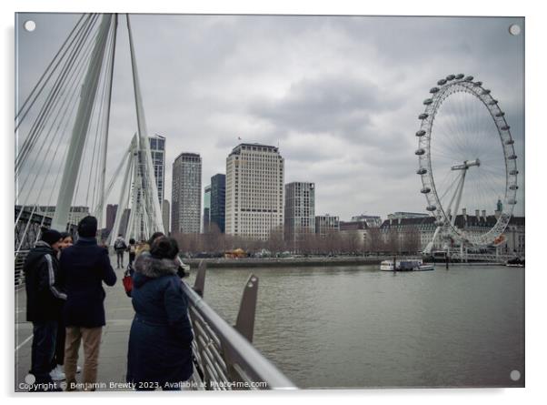 Hungerford Bridge and Golden Jubilee Bridges Views Acrylic by Benjamin Brewty